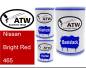 Preview: Nissan, Bright Red, 465: 500ml Lackdose + 500ml Klarlack + 250ml Härter - Set, von ATW Autoteile West.